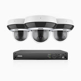 HZ504P - 8 Channel 3 Cameras PTZ PoE Security System, 3K Super HD, 4X Optical Zoom, IK10 Vandal-Resistant, 2.8-12 mm Lens, Intelligent Behavior Analysis, Color Night Vision & Anti-Fog